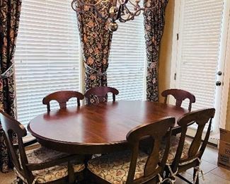 Dining Table with leaf, 6 chairs.