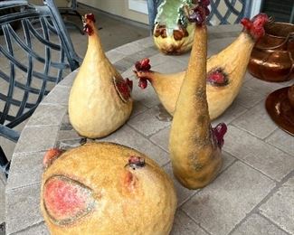 Decorative chickens.