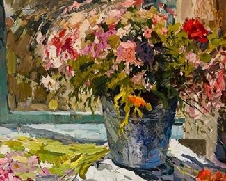 Valero Laskin “Wild Flowers” 19x27 oil on board. 