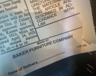 Chair label "Baker"