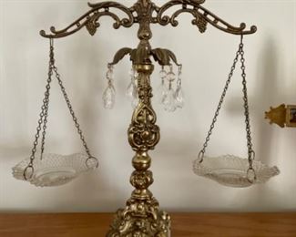 SCALE of JUSTICE, Brass with Italian Marble Base