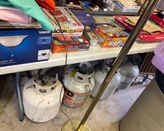 Propane tanks, board games.