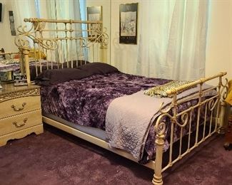Painted iron bed and nightstand