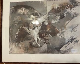 Sue Wise print of falcons, signed & numbered 569/960