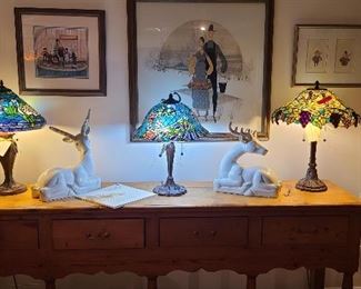 Tiffany style stained glass lamps, 
