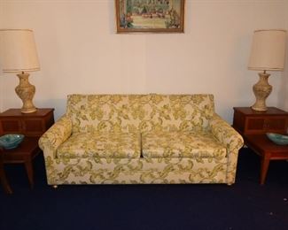 Midcentury Sleeper Sofa - Pair of End Tables and Lamps