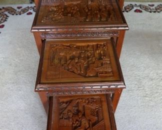 Set of 4 Nesting Table - Handmade in Hong Kong in the 1960's.