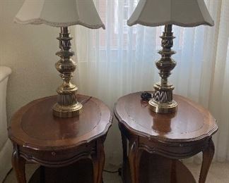 Matching End Tables and Brass Table Lamps