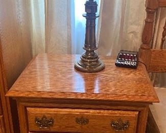 Mobel Inc. Nightstand and Brass Table Lamp