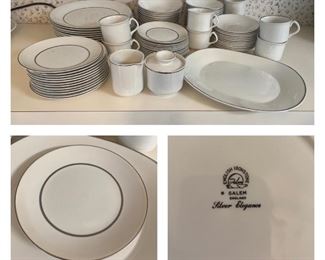 English Ironstone Salem- England Silver Elegance Dinnerware 83pc