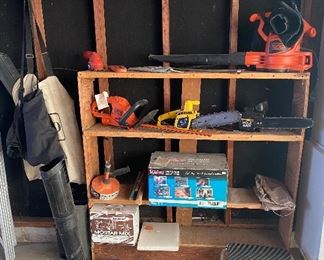 Black & Decker Electric Blower; Black & Decker Hedger; WEN 10" Chain Saw 2000; Remington Pole Saw RM1015P (Saw Only); Rigid Quick Spin 15733; Blower Attachments