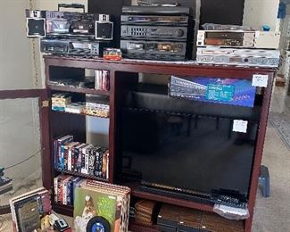 Electronic; Entertainment Center; Boomboxes; VCR; DVD Player; Flat Screen; Records; Cassettes; 8 Tracks; DVD's; VHS
