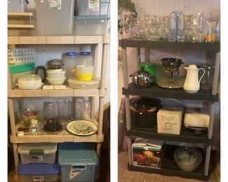Storage Containers; Tupperware; Vases; Elec. Skillet; Fondue Pot; Carafes; Ice Buckets