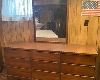 MCM 9 Drawer Dresser w/ Mirror