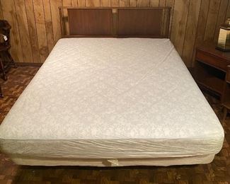 MCM Queen Size Bed- Includes Headboard, Frame and Rails, Mattress and Box Springs 