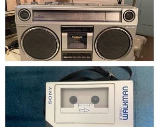 Panasonic Boom Box RX-5025; Sony Walkman WM-1