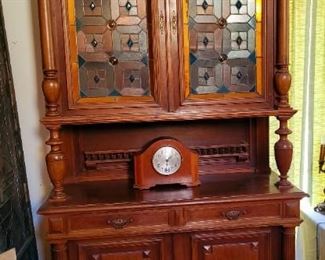 Large hunters cabinet with leaded glass doors