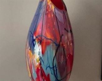 Tim Lazer Art Glass Vase 21" Tall