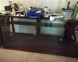 Large 72" Antique Glass & Wood Display Case $95. Great for a business or you collections.