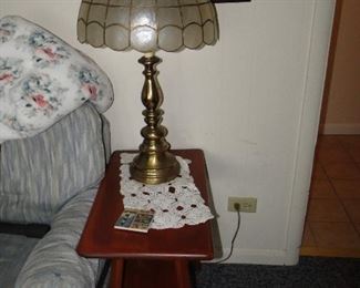 Slag Glass Lamps and end table