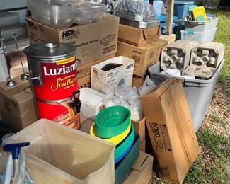 Misc Resturant storage items And luzianne tea pot