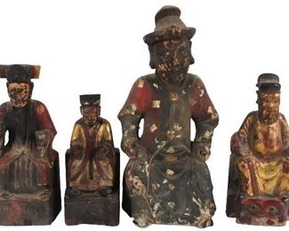 55 Four Chinese Parcel Gilt Lacquered Wood Figures