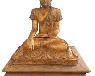 120f Thai Giltwood Seated Shakyamuni Buddha