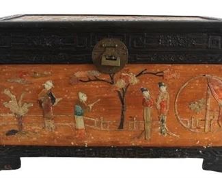 171 Chinese Hardstone mounted Camphor Wood Chest