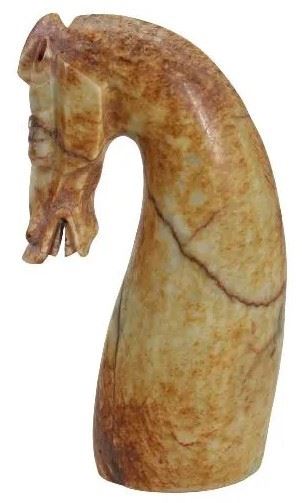 493 Chinese Yellow and Russet Jade Horse Head