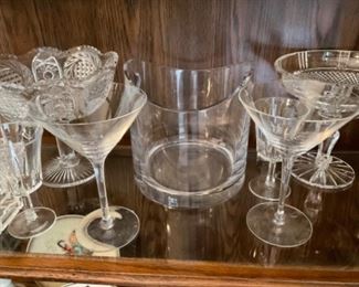 TIFFANY MARTINI GLASSES AND CHAMPAGNE ICE CHILLER