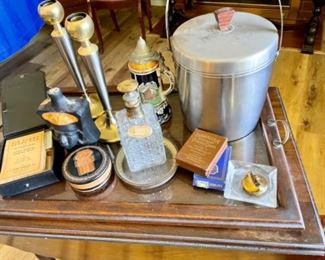 MCM barware and bar/tea cart