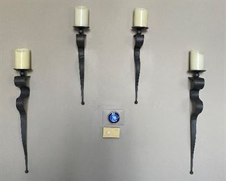 4 black candle sconces, 2 Large 33"H, was $58 each, NOW $38 each.  2 small 25"H,  was $48 each, NOW $32 each