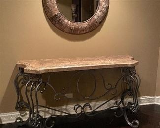 Metal and  marble/granite? console table, 64"W x 22"D x 35"H,  was $495, NOW $325