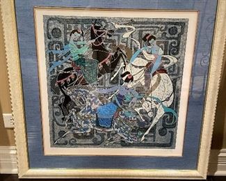 White frame blue Asian art, 38" x 38",  was $98, NOW $65