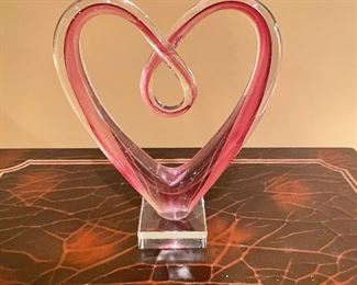Glass heart, 9"H,  was $28, NOW $14