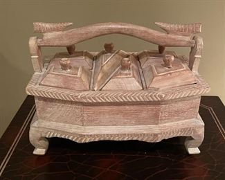 Wooden Asian trinket box, 12" x 8"x 9"H,  $24