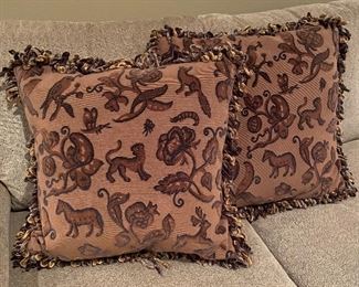 Pair of animal motif pillows, 18" x 18",  was $34, NOW $24