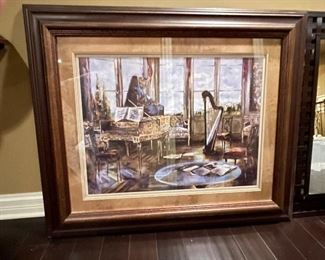 Framed piano and harp picture, 49"W x 42"H.  was $55, NOW $35