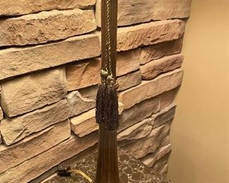 Additional closeup view of brass buffet lamp