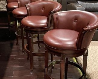 Frontgate Remington Beautiful leather swivel bar stools, 2 available, 24"x 36"H, seat 29".  was $245 each, NOW $185 each