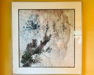 Large framed water color abstract print by artist Pang Tseng Ying
