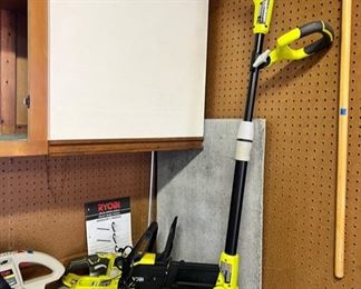 Ryobi Cordless 12” Trimmer + 10” Chainsaw w/ charger