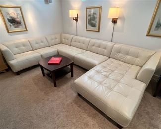 Stunning Chateau d’Ax Italian Leather 3-Piece 28” Tall Sofa Sectional in Like New Condition!  