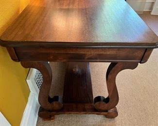 Antique lyre base library table