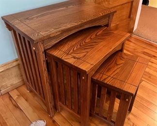 Three-piece Mission Style nesting table set