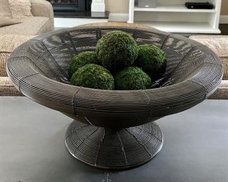 Wire Basket with Faux Moss Spheres