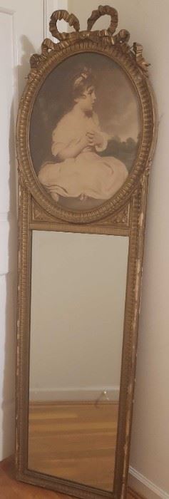 Antique French Trumeau Wall Mirror