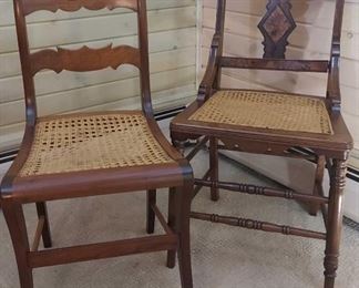 Carved Cane Seat Side Chairs
