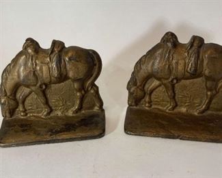 Cast Iron Western Style Horse Bookends A Pair