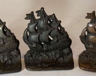Metal Spanish Galleon Sailing Ships A Pair Plus One